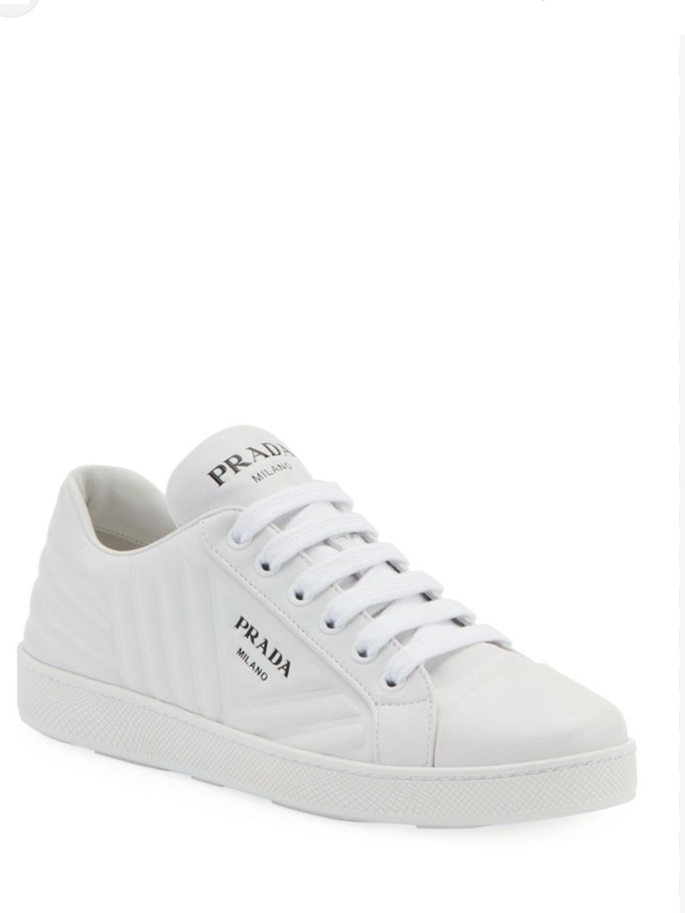 Prada women White Quilted Low-Top Leather Sneakers size 40 US 10 preowned